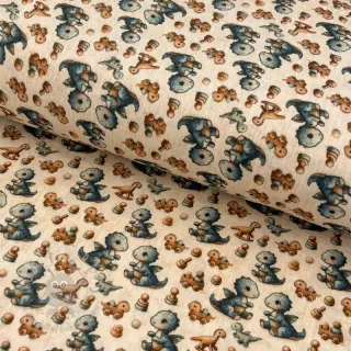 Tetra Tkanina/Muslin Baby dino design B digital print