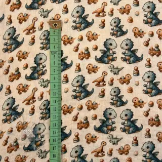 Tetra Tkanina/Muslin Baby dino design B digital print