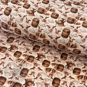 Dvoslojna gaza/muslin Little farm animals design D digital print