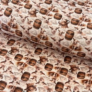 Dvoslojna gaza/muslin Little farm animals design D digital print