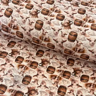 Dvoslojna gaza/muslin Little farm animals design D digital print