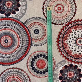 Dekorativna tkanina Linenlook Geometric mandala red
