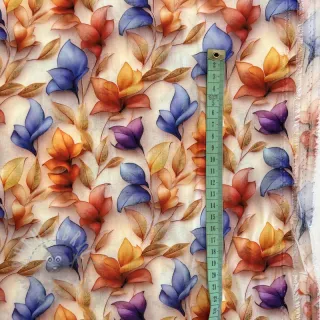Viskoza RAYON POPLIN Leafs design D digital print