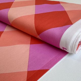 Bavlnená látka SATIN NERIDA HANSEN Large Gingham red digital print