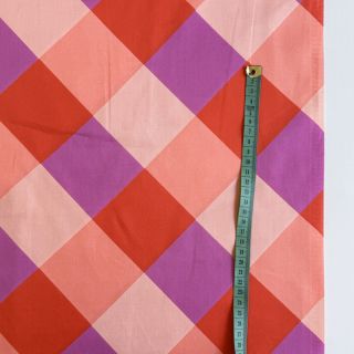 Bavlnená látka SATIN NERIDA HANSEN Large Gingham red digital print