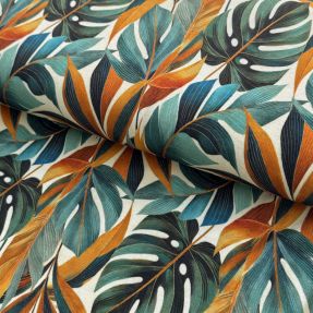 Úplet VISCOSE Rustling leaves orange digital print