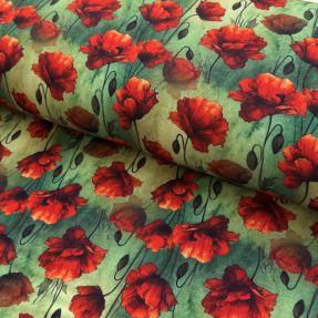 Úplet VISCOSE It's Raining Poppy's green digital print