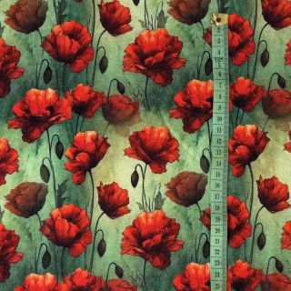 Úplet VISCOSE It's Raining Poppy's green digital print