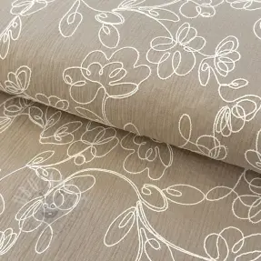 Tetra Tkanina/Muslin EMBROIDERY Climbing flowers beige