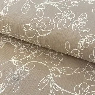Tetra Tkanina/Muslin EMBROIDERY Climbing flowers beige