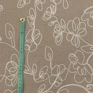 Dvostruka gaza/muslin EMBROIDERY Climbing flowers beige