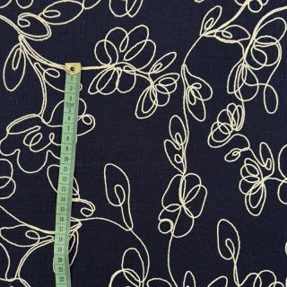 Tetra Tkanina/Muslin EMBROIDERY Climbing flowers navy
