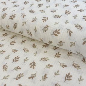 Dvostruka gaza/muslin Leaves in the wind taupe digital print