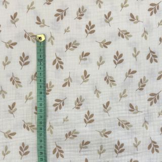 Tetra Tkanina/Muslin Leaves in the wind taupe digital print