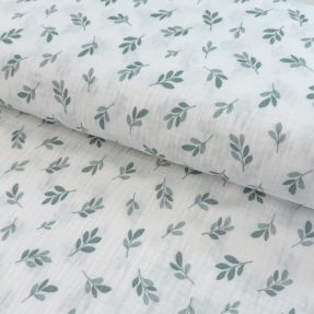 Dvostruka gaza/muslin Leaves in the wind sage digital print