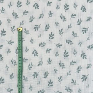 Dvostruka gaza/muslin Leaves in the wind sage digital print
