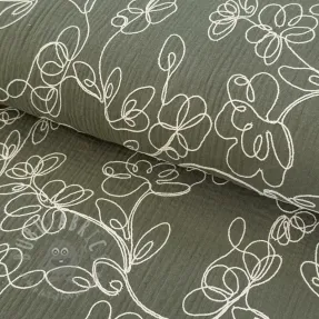 Tetra Tkanina/Muslin EMBROIDERY Climbing flowers pickle