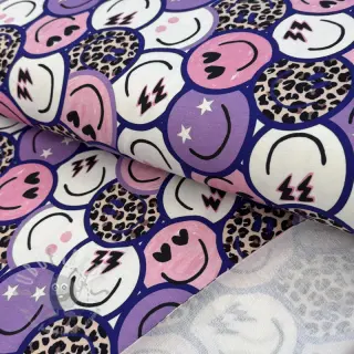 Triko Happy faces purple digital print