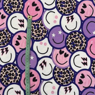 Triko Happy faces purple digital print