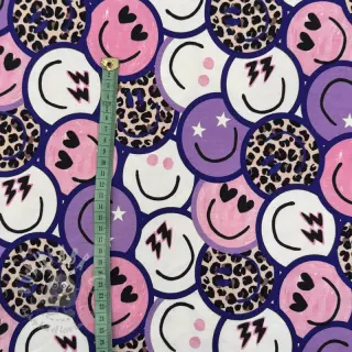 Triko Happy faces purple digital print