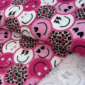 Triko Happy faces pink digital print