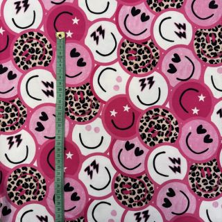Triko Happy faces pink digital print