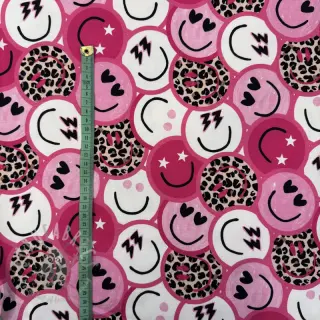 Triko Happy faces pink digital print