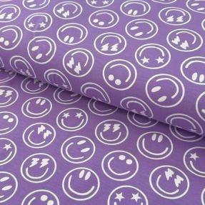 Pletivo Happy faces lavender digital print