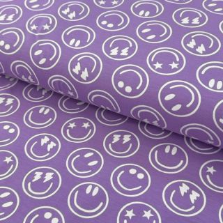 Pletivo Happy faces lavender digital print