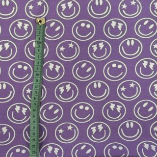 Pletivo Happy faces lavender digital print