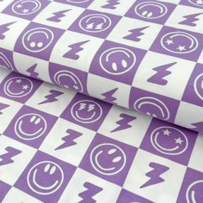 Pletivo Happy faces square lavender digital print