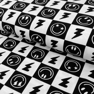 Pletivo Happy faces square black digital print