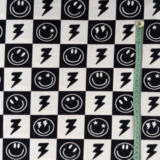 Pletivo Happy faces square black digital print
