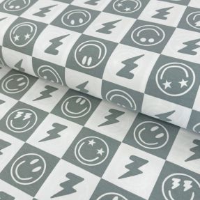Pletivo Happy faces square sage digital print