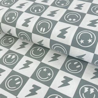 Pletivo Happy faces square sage digital print