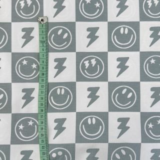 Pletivo Happy faces square sage digital print