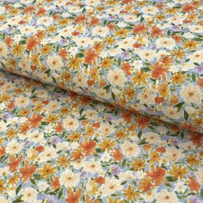 Viscose s lanom CREPE Flowers yellow digital print
