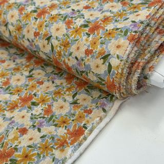 Viscose s lanom CREPE Flowers yellow digital print