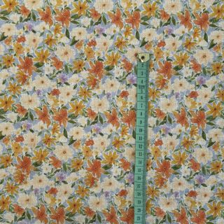 Viscose s lanom CREPE Flowers yellow digital print