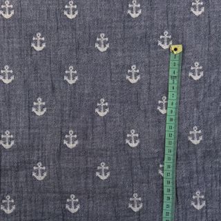 Dvostruka gaza/muslin JACQUARD Anchor 2-side faded gray navy