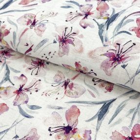 Lanena viskoza Natural Lin Laurel pink digital print
