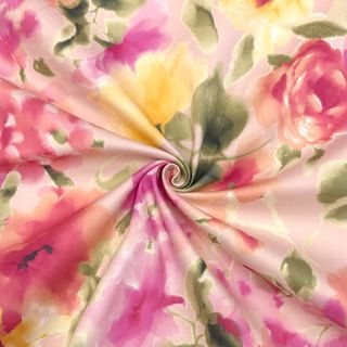 Pamučna tkanina SATIN Kauai pink digital print