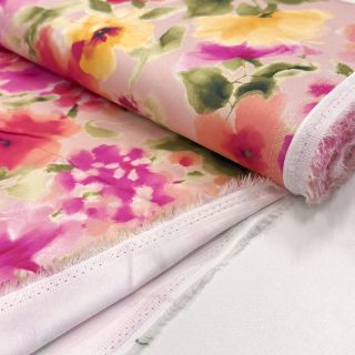 Pamučna tkanina SATIN Kauai pink digital print