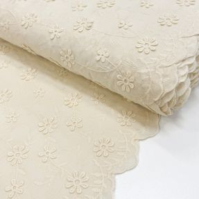 Pamučna tkanina EMBROIDERY Catchy daisy ecru