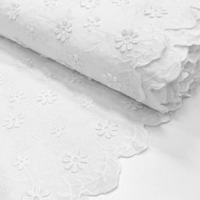 Pamučna tkanina EMBROIDERY Catchy daisy white