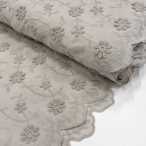 Pamučna tkanina EMBROIDERY Catchy daisy beige