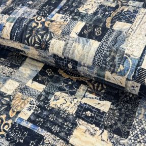 Pamučna tkanina TWILL DENIM Mix print design A