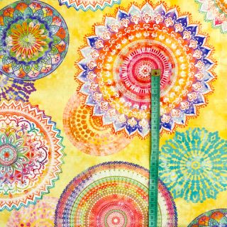 Dekorativna tkanina s teflonskom obradom MANDALA WATERCOLOUR YELLOW