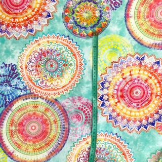 Dekorativna tkanina s teflonskom obradom MANDALA WATERCOLOUR GREEN