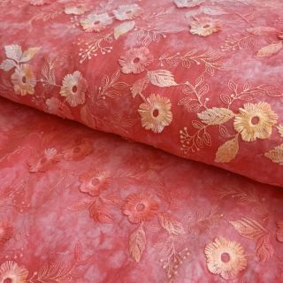 Pamučna tkanina TIE DYE EMBROIDERY Poppy design K